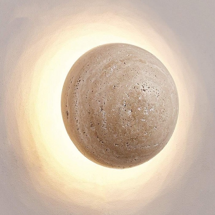 Amber Loft Travertine Round Sconce Wall Light HL3438