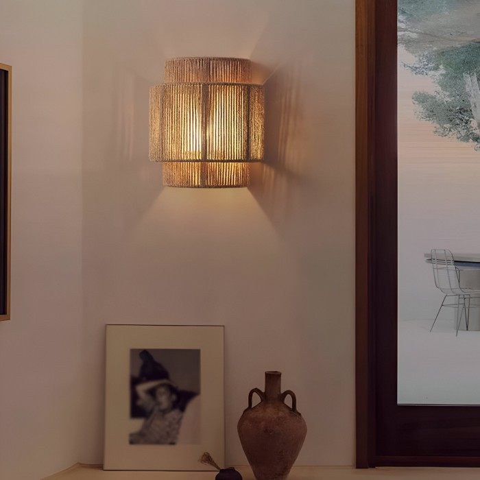 Bohemian Vintage Hand Woven LED Wall Light HL3347