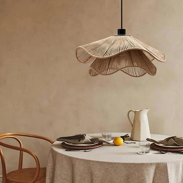 Cape Points Boho Natural Jute Fiber Pendant Light HL3391