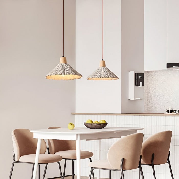 Lámpara colgante LED retro Wabi-Sabi color crema HL3472