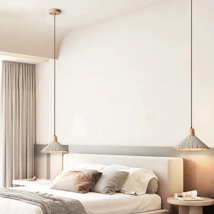 Lámpara colgante LED retro Wabi-Sabi color crema HL3472