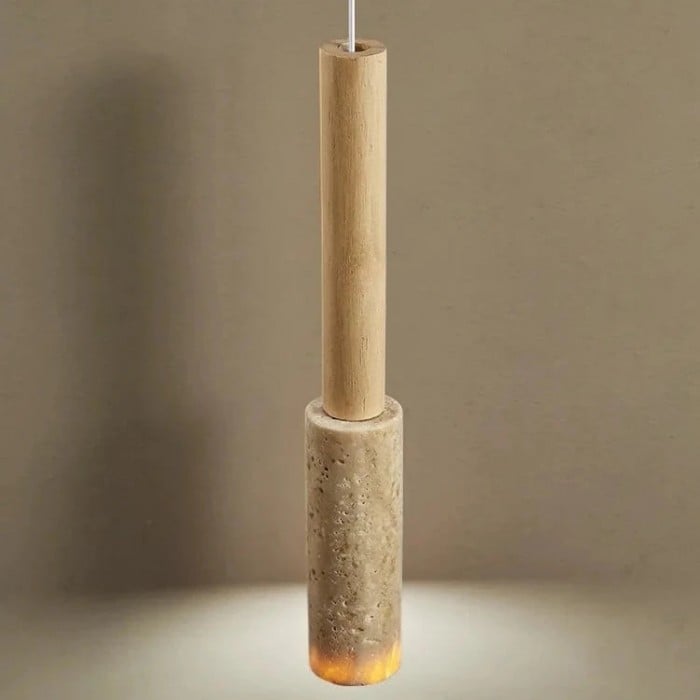 Crème travertin hanglamp met lange buis HL3485