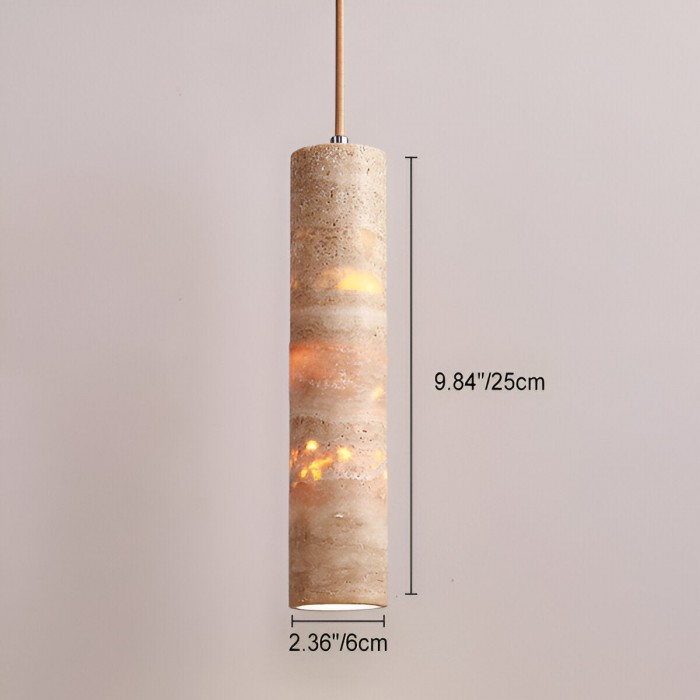 Hanglamp met crèmekleurige travertin buisvormige kap HL3465