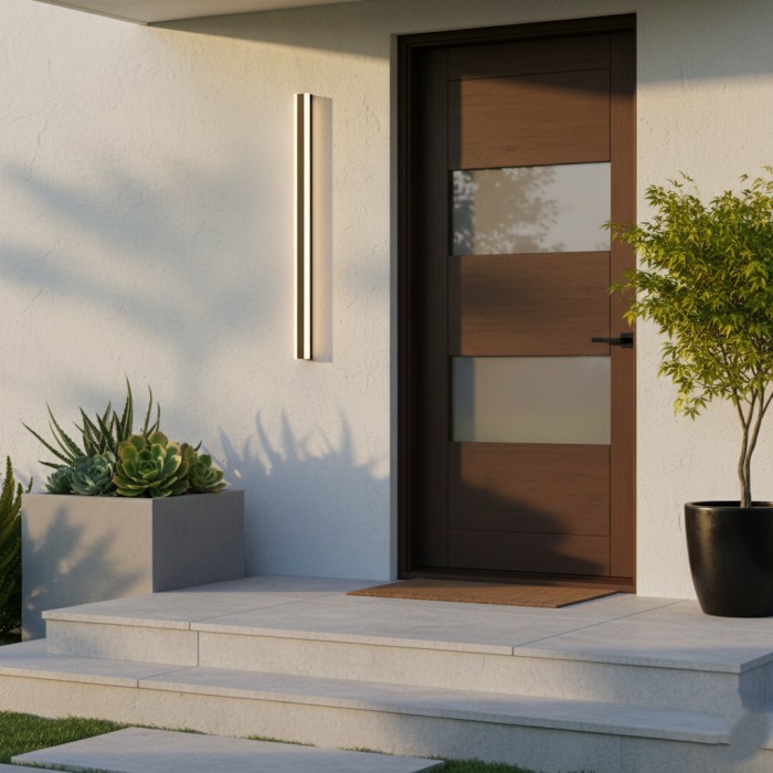 Lampada da parete per esterni lineare minimalista in metallo Edge Smooth HL3518