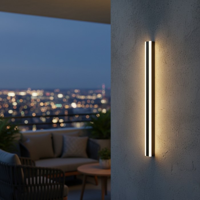 Lampada da parete per esterni lineare minimalista in metallo Edge Smooth HL3518