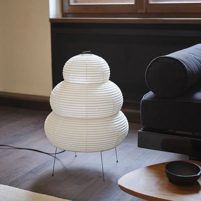 Japanische Wabi-Sabi-Tischleuchte aus weißem Reispapier HL3328