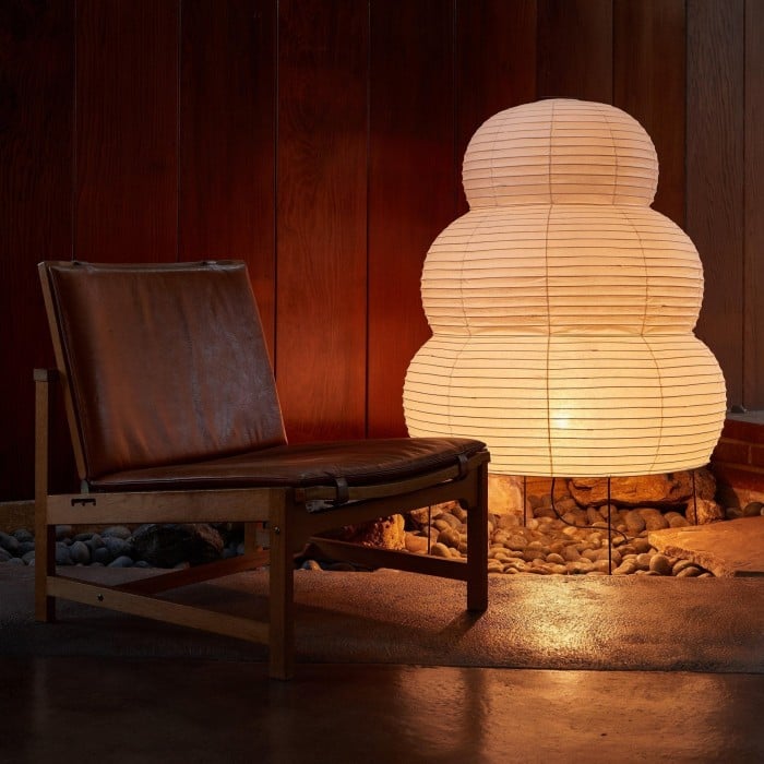 Japanische Wabi-Sabi-Tischleuchte aus weißem Reispapier HL3328