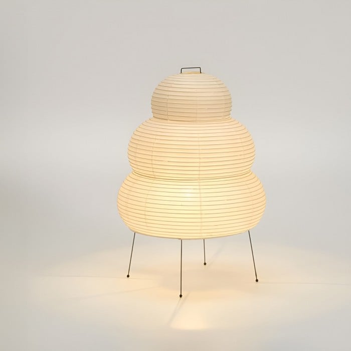Japanische Wabi-Sabi-Tischleuchte aus weißem Reispapier HL3328