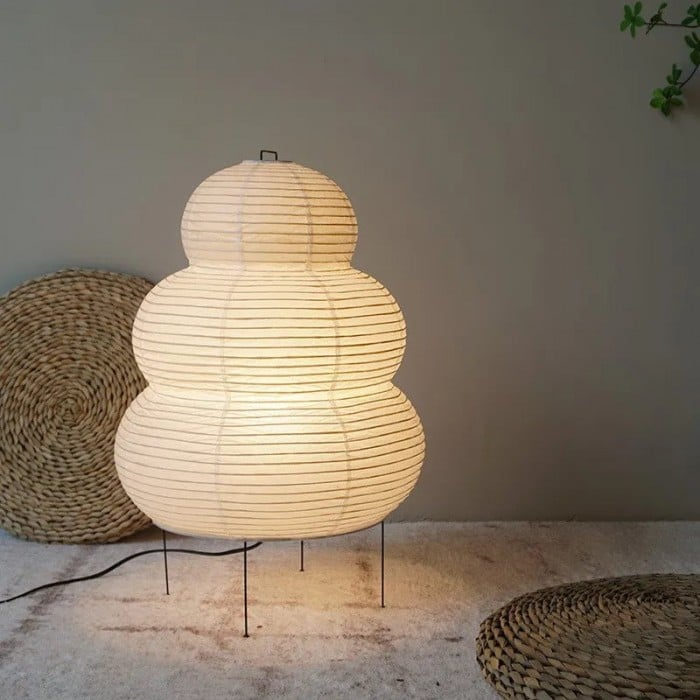 Japanische Wabi-Sabi-Tischleuchte aus weißem Reispapier HL3328
