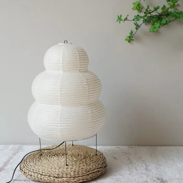 Japanische Wabi-Sabi-Tischleuchte aus weißem Reispapier HL3328