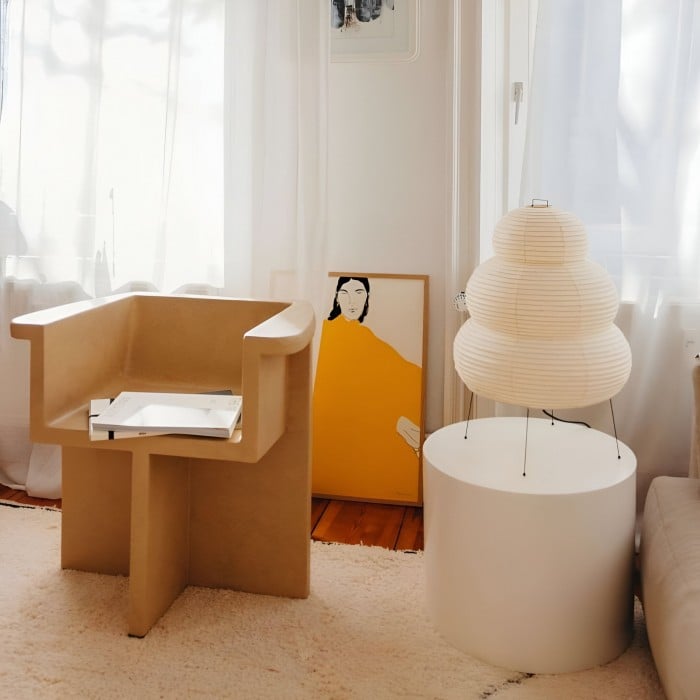 Japanische Wabi-Sabi-Tischleuchte aus weißem Reispapier HL3328