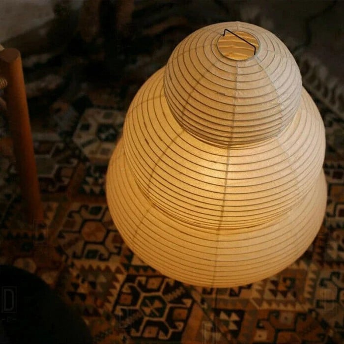 Japanische Wabi-Sabi-Tischleuchte aus weißem Reispapier HL3328