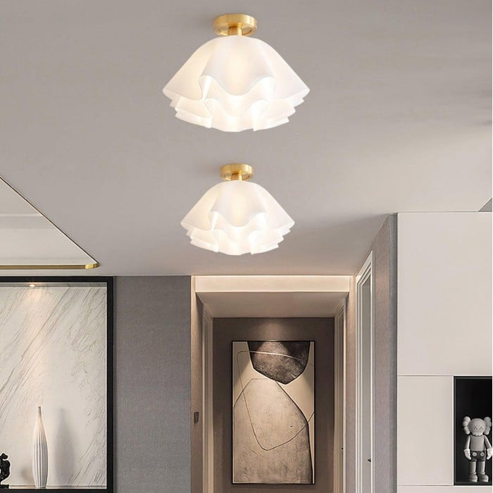 Lustra Pleated Retro Brass Acrylic Ceiling Light HL3512