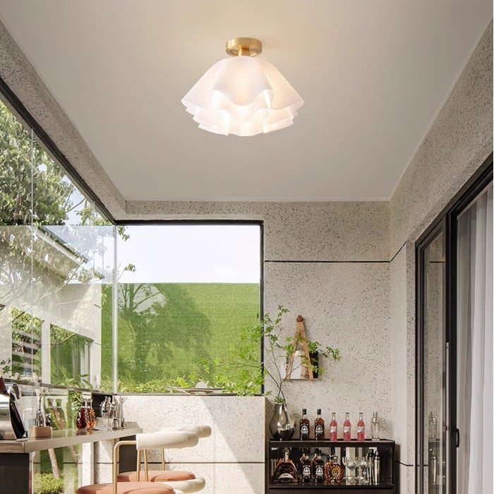 Lustra Pleated Retro Brass Acrylic Ceiling Light HL3512