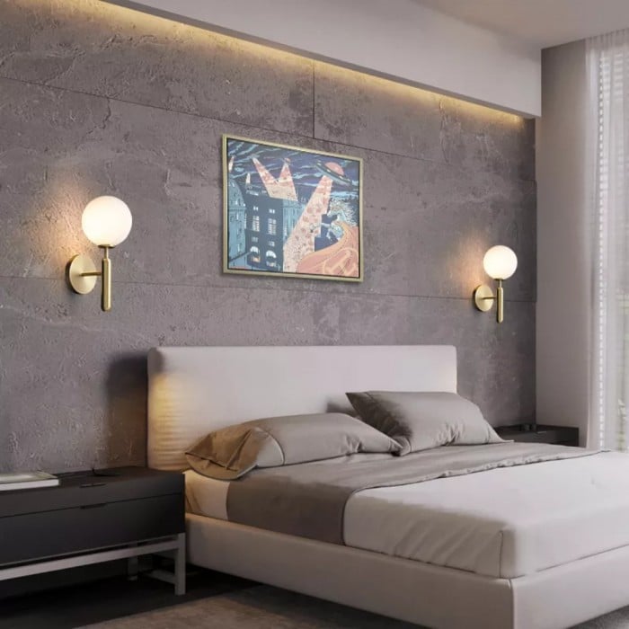 Moderne metalen wandlamp met melkachtige gloed HL3344