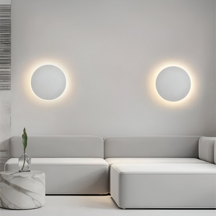 Nowoczesna, minimalistyczna lampa ścienna LED w stylu nordyckim, okrągła, aluminiowa, HL3320