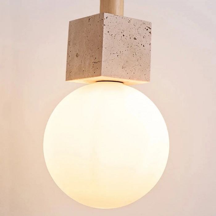 Moderne Travertin-Würfel-Pendelleuchte HL3481