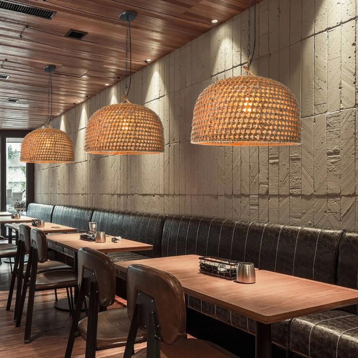 Hanglamp HL3383 van natuurlijk rotan met Japanse uitstraling