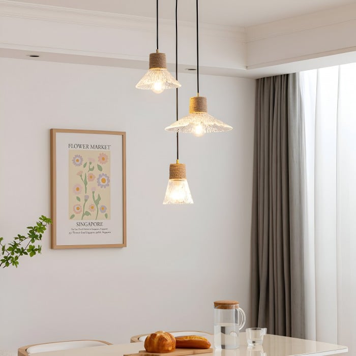 Suspension en verre et corde de chanvre nordique HL3491