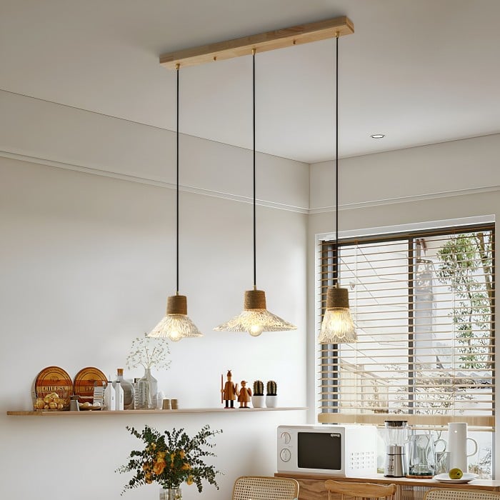 Suspension en verre et corde de chanvre nordique HL3491