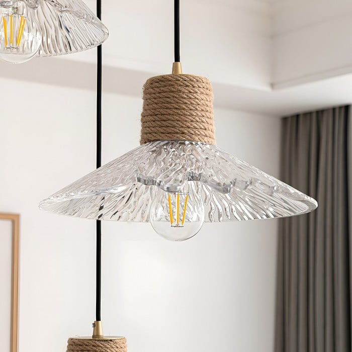 Suspension en verre et corde de chanvre nordique HL3491