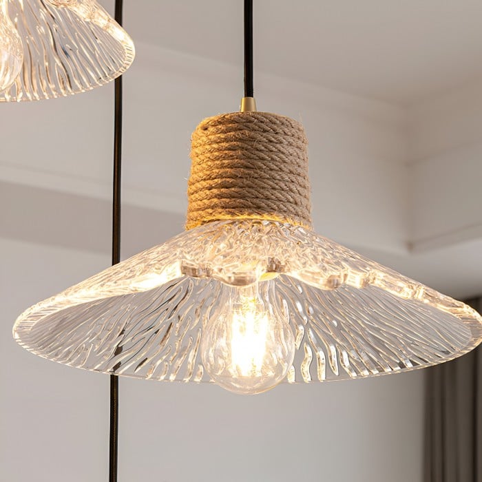 Suspension en verre et corde de chanvre nordique HL3491