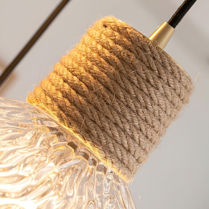 Suspension en verre et corde de chanvre nordique HL3491