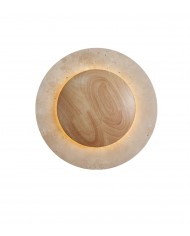 Round Travertine Wood Wall Light HL3433