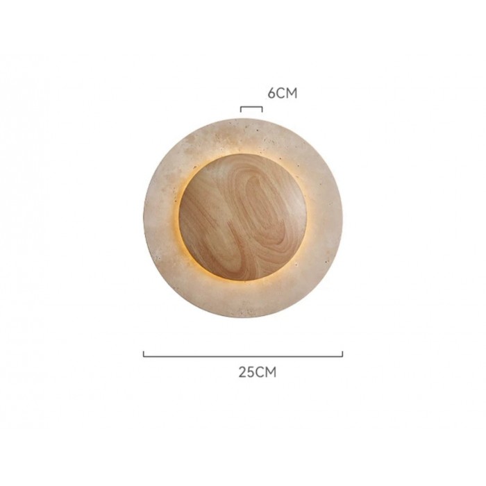 Round Travertine Wood Wall Light HL3433