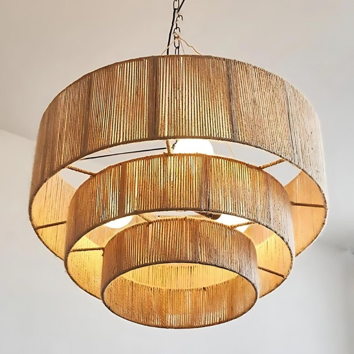 Die elegante, gewebte Wasserfall-Rattan-Pendelleuchte HL3381