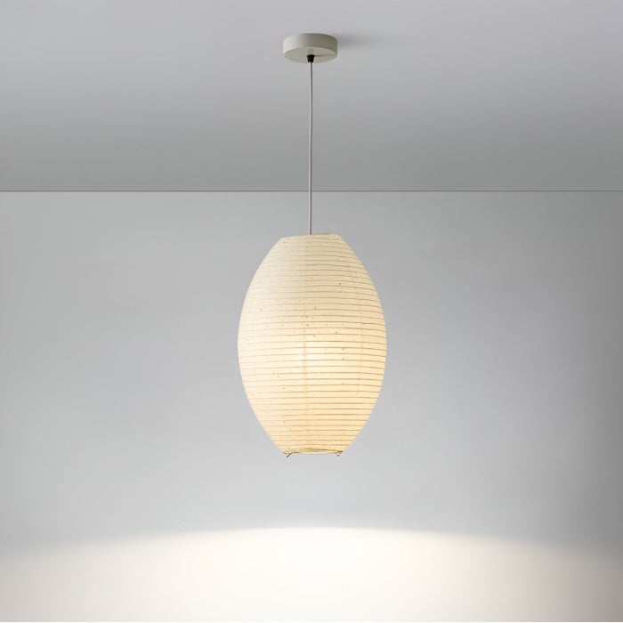 Traditional Japandi Wabi-Sabi Elliptical Paper Pendant Light HL3495