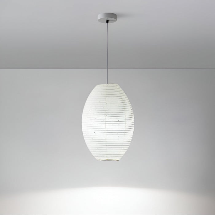 Traditional Japandi Wabi-Sabi Elliptical Paper Pendant Light HL3495