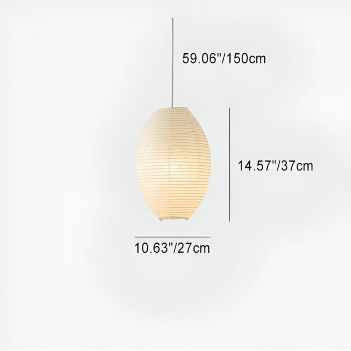 Traditional Japandi Wabi-Sabi Elliptical Paper Pendant Light HL3495