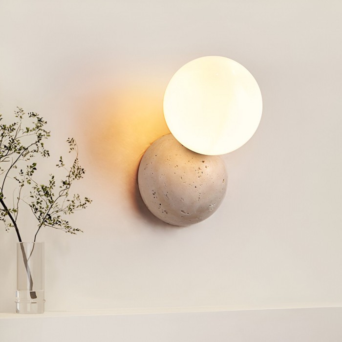Travertine Round Glass Wall Fixture HL3492