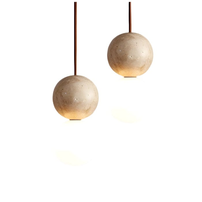 Travertine Stone Cream Retro Minimalist LED Pendant Light HL3466