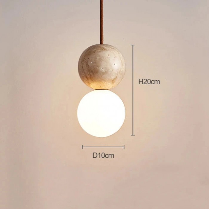 Travertine Stone Cream Retro Minimalist LED Pendant Light HL3466