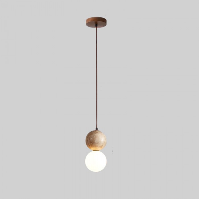 Travertine Stone Cream Retro Minimalist LED Pendant Light HL3466