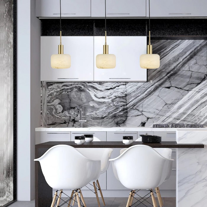 Velia Acorn Alabaster Minimalist Pendant Light HL3497