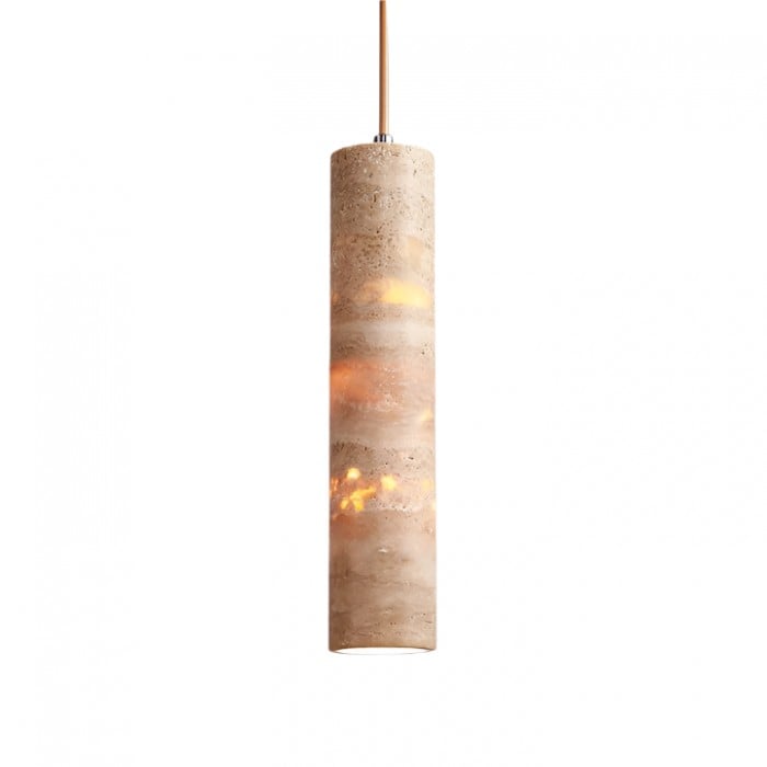 Hanglamp met crèmekleurige travertin buisvormige kap HL3465