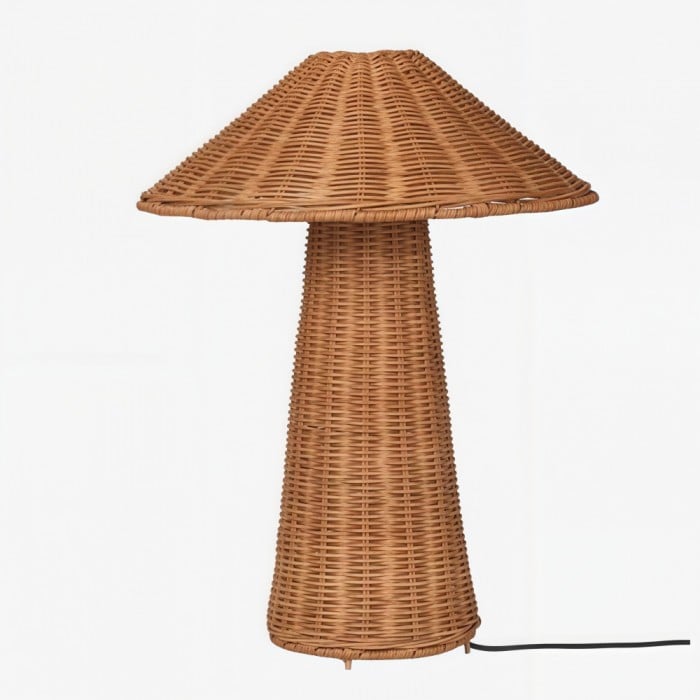 Lampe de table miniature sculpturale en rotin Wickara - Finition tressée naturelle - Convient aux tables d'appoint et aux