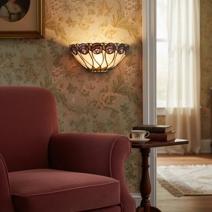 Lampada da parete Tiffany di TF Hutchinson – Elegante lampada Art Déco perfetta per il corridoio HL2179