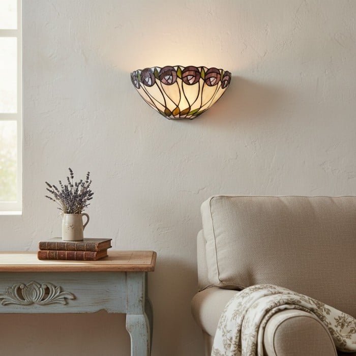 Lampada da parete Tiffany di TF Hutchinson – Elegante lampada Art Déco perfetta per il corridoio HL2179