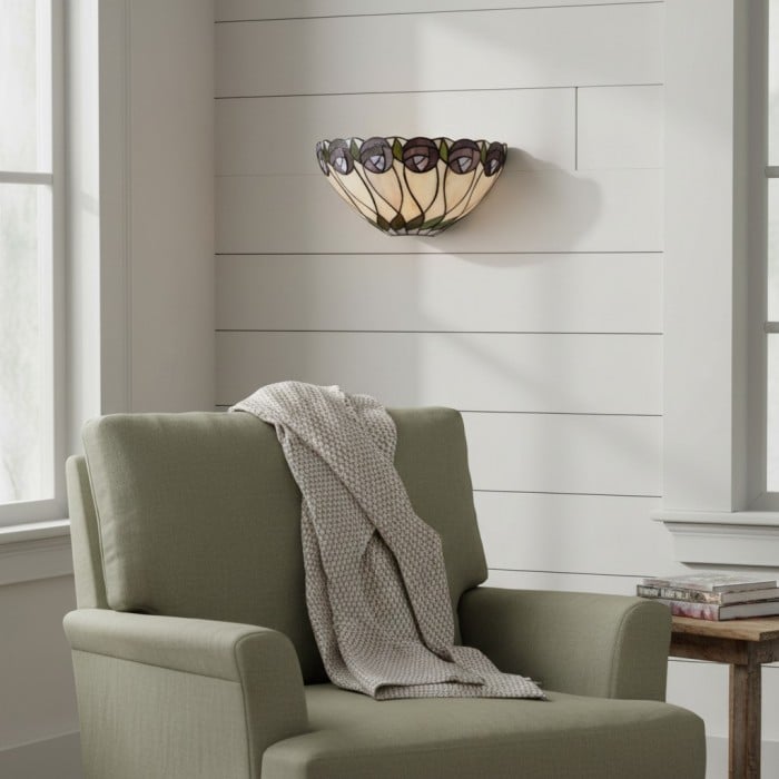 Lampada da parete Tiffany di TF Hutchinson – Elegante lampada Art Déco perfetta per il corridoio HL2179