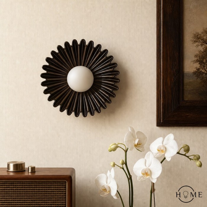 Lampada da parete a forma di fiore in ceramica con paralume in plastica HL375