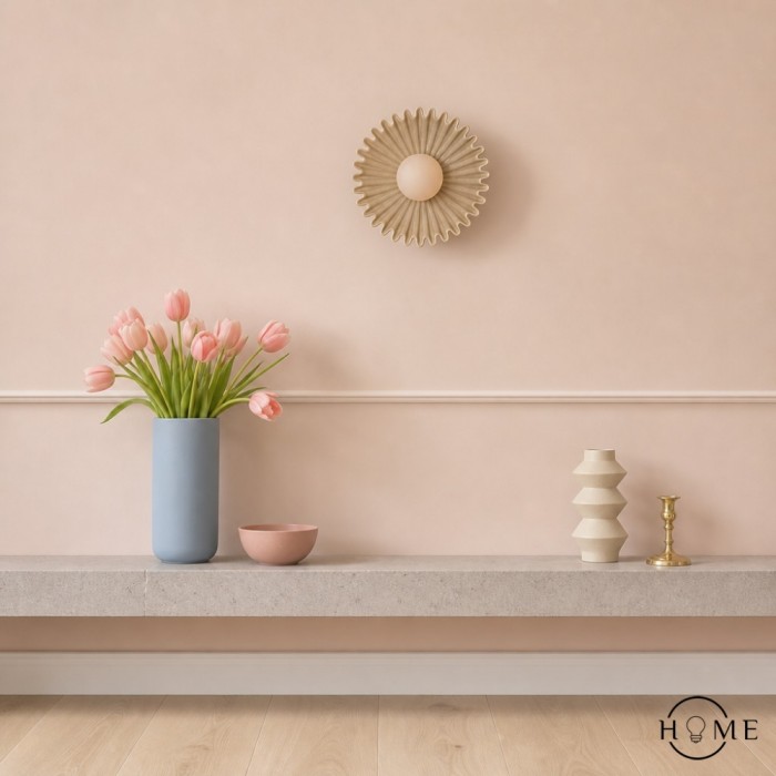 Lampada da parete a forma di fiore in ceramica con paralume in plastica HL375