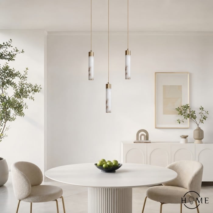 Lampada a sospensione in ottone con marmo naturale testurizzato HL1060