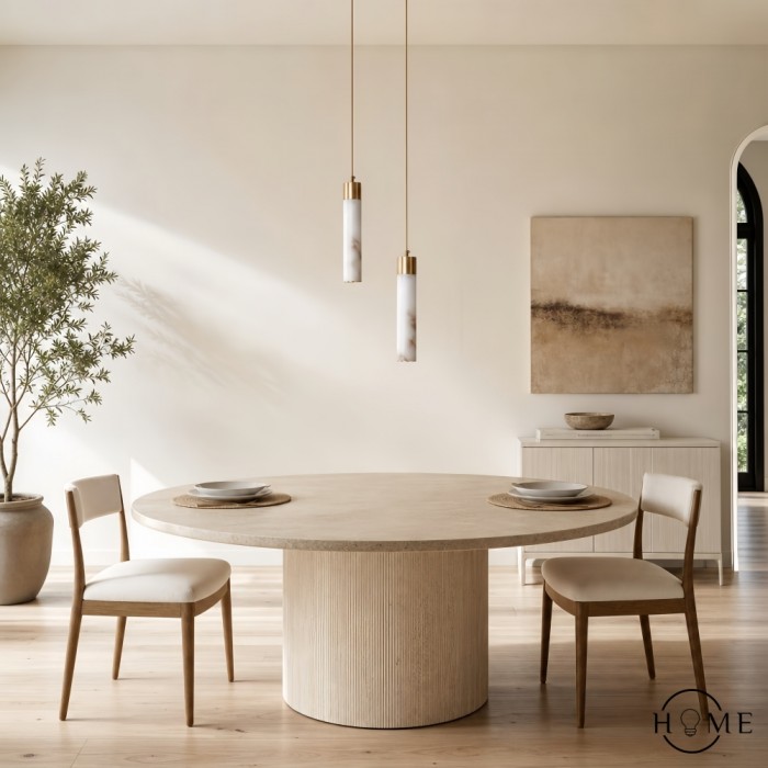 Hanglamp van natuurlijk getextureerd marmer en messing HL1060