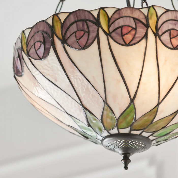 TF Hutchinson Tiffany hanglamp - Omgekeerde kunstglazen verstelbare hanglamp voor thuis HL2097