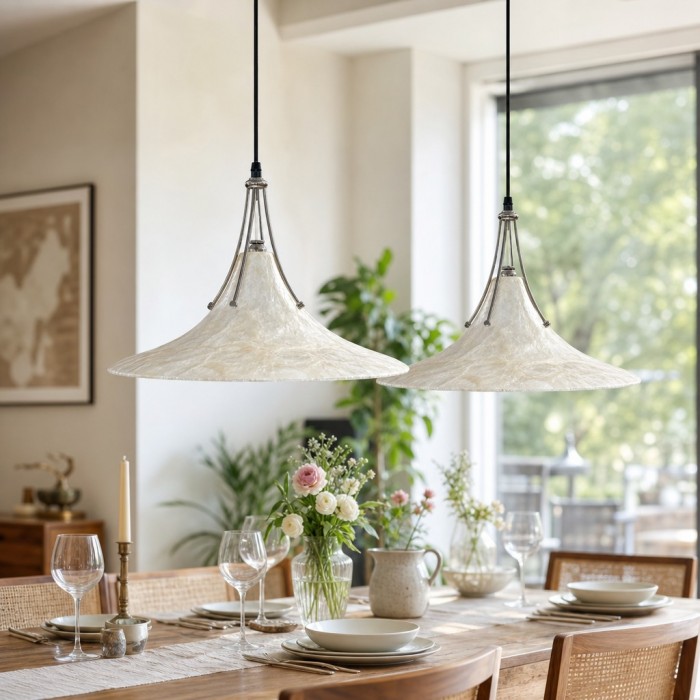 Lunavera Artistic Capiz Shell Hanging Light Contemporary Minimalist Hanging Lamp for Multiple Rooms HL3529