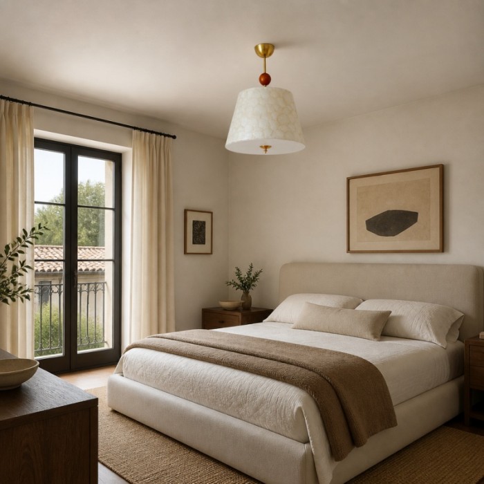 Lunavera Vintage Capiz Shell Ceiling Light with Wooden Accent for Bedroom Dining Room HL3551